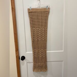 JLUXLABEL Tan Crochet Maxi Skirt